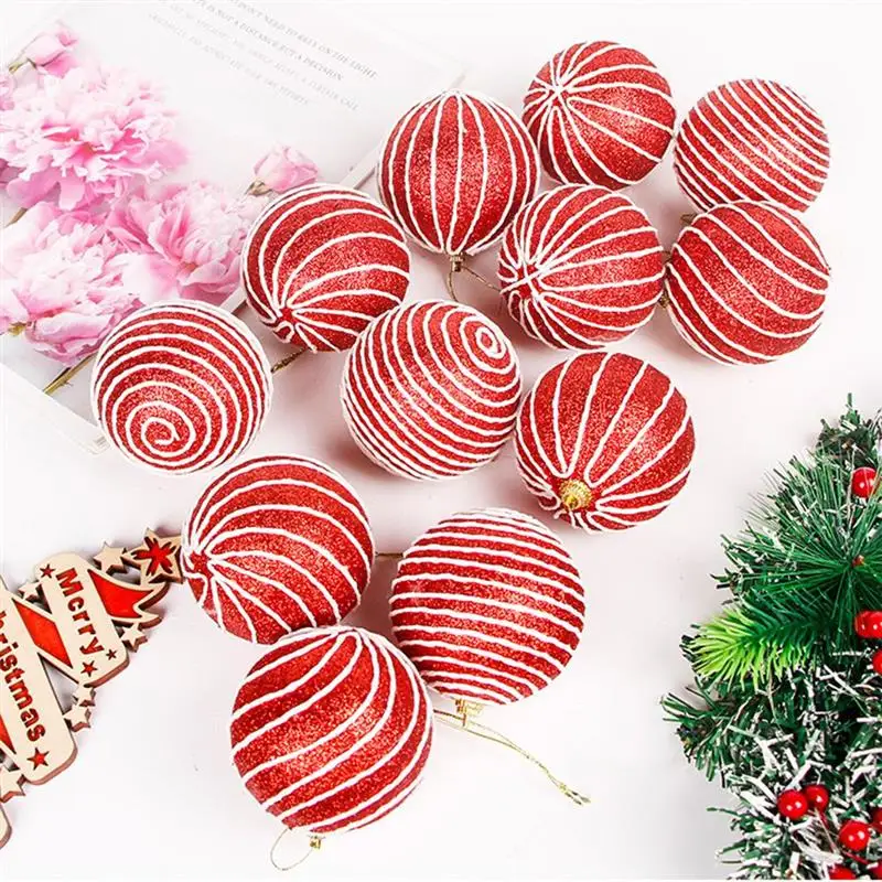 Рождественские шары 8 см красные окрашенные елочные подвесные из пенопласта