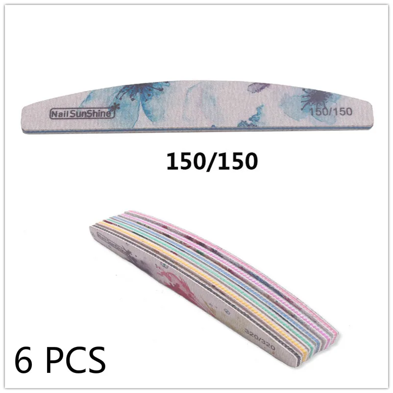 6 PCS 150 1/6 шт. деревянные для ногтей файлы для маникюра Цвет цветок прочная широкая шлифование наждачной бумагой, пилочкой для ногтей, буфами полировка ногти инструмент по уходу за ногами - Цвет: 6 PCS 150