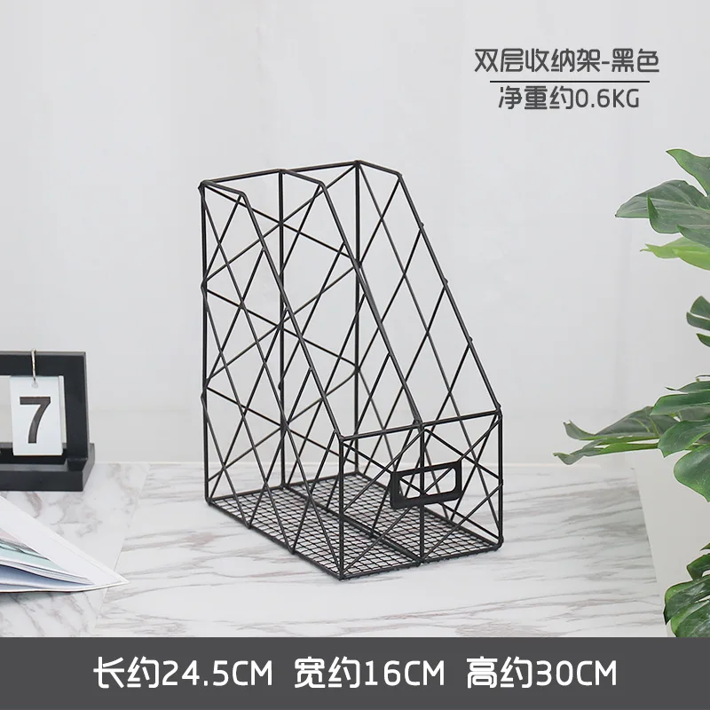 

Iron Art Magazine Books Storage Baskets Simple Book Holder Multifunctional Bookshelf Creative Desktop Rack Home Storage Shelf