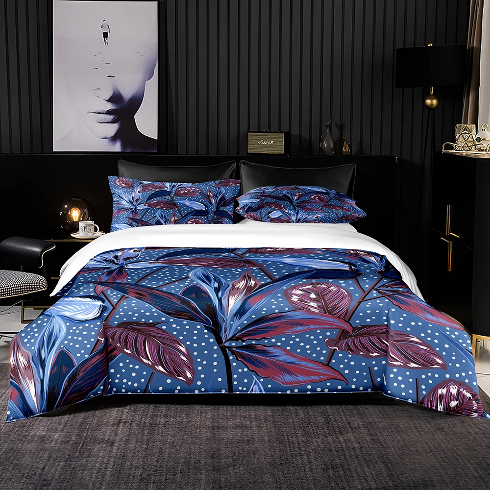 Light Green Bedding Set 2/3Pcs Premium Duvet Cover with Pillowcase Tropical Leaves Print for Queen King Full Size | Дом и сад