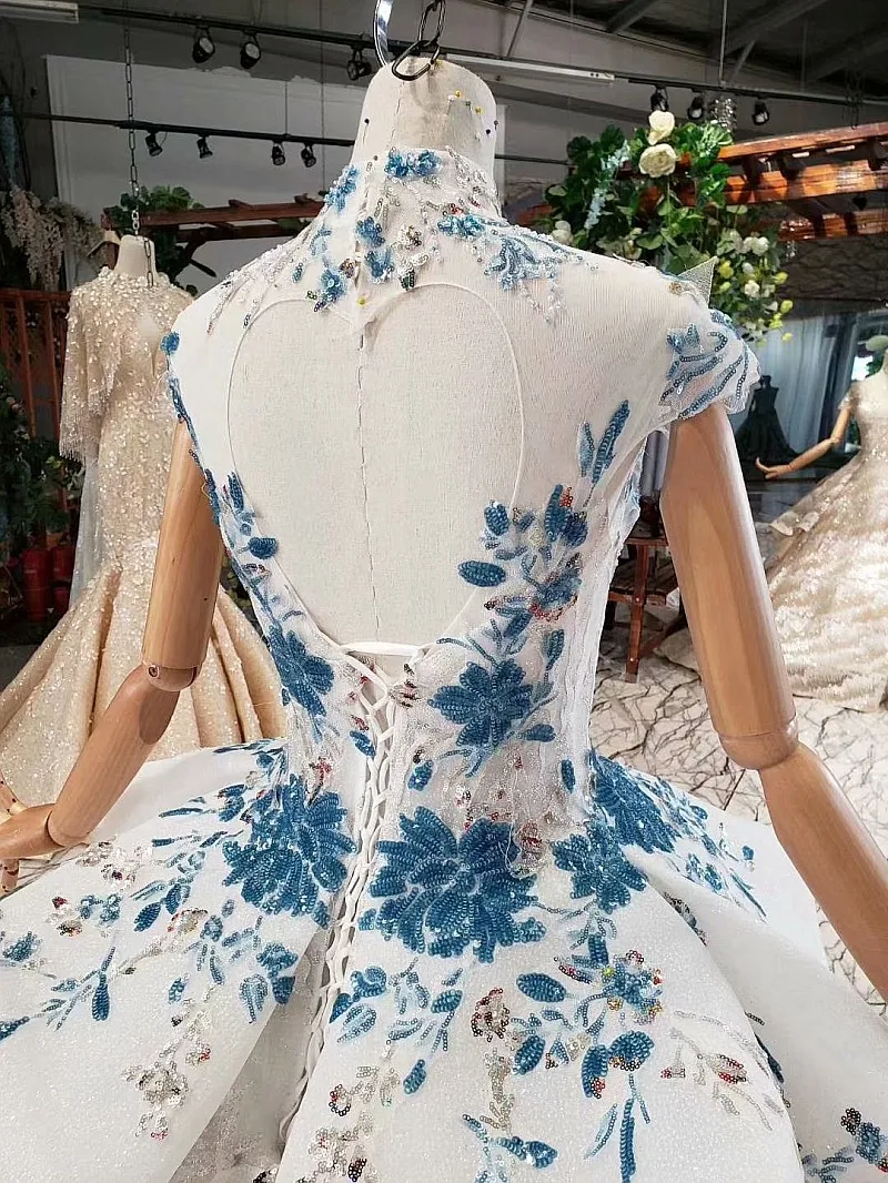 BacklakeGirls весна лето романтическое роскошное голубое цветочное кружевное платье с