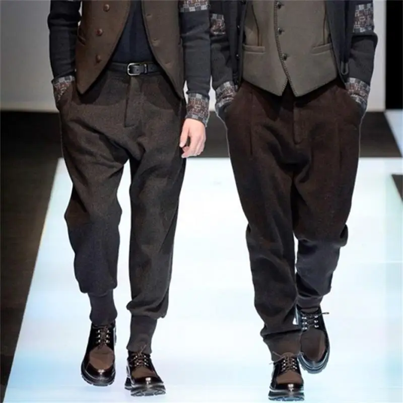 

Men's Woolen Casual Pants Loose New Winter Youth Leggings Small Leggings Tweed Pants Harlan Pants