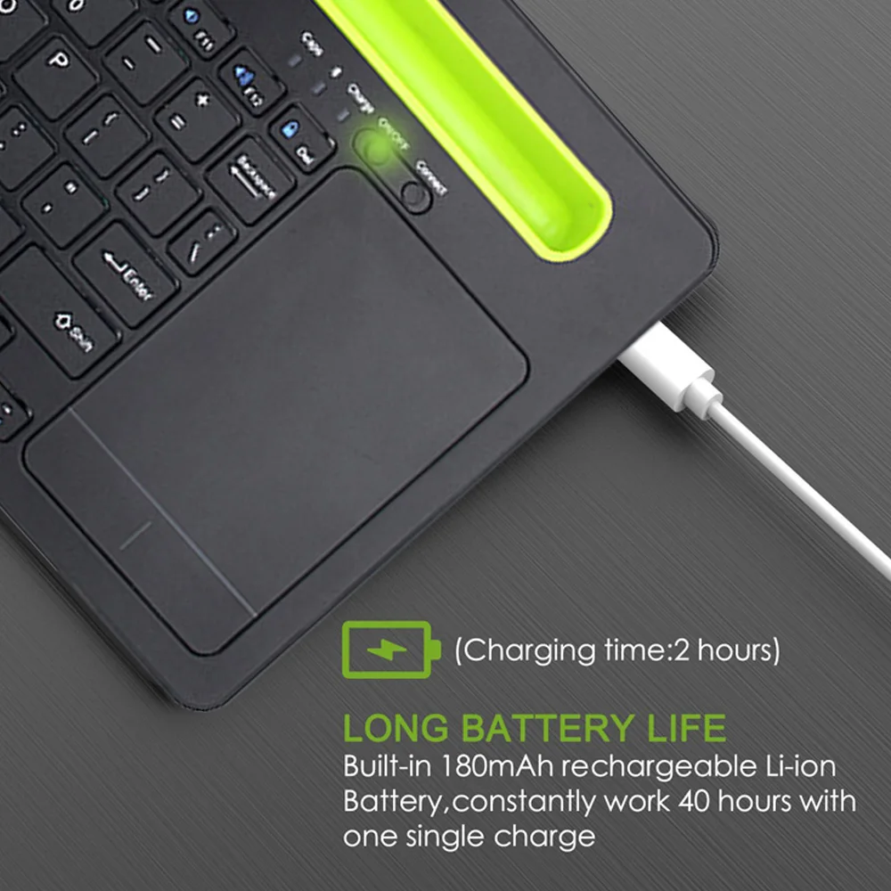 

BT Keyboard With Touchpad Wireless Rechargeable Keyboard With Triple Pairing Function Support IOS Android Windows