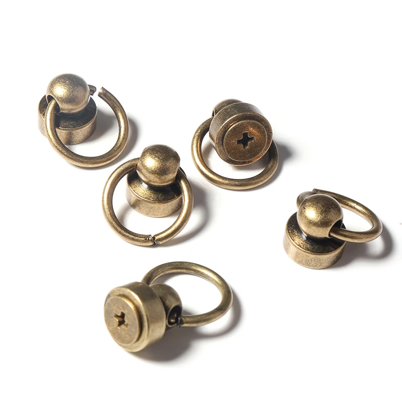 

10pcs Metal Ball Post With O Ring Studs Rivets Nail Screwback Round Head Spots Spikes Leather Craft phone case decor Accessories