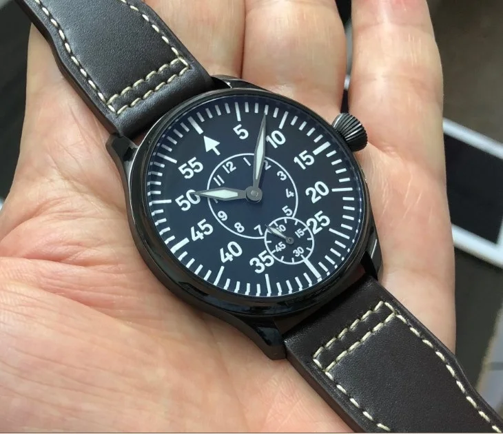 Сапфировый кристалл или минеральное стекло 44 мм черный циферблат Азиатский 6498 17