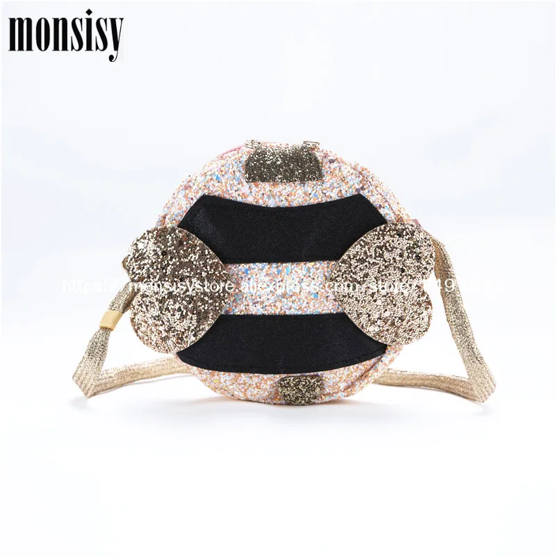 Monsisy, кошелек для девочек, сумочка, Детский кошелек, маленькая сумка для монет, милый Блестящий единорог, лебедь, Детская сумка для денег, Детская сумка на плечо - Цвет: bee