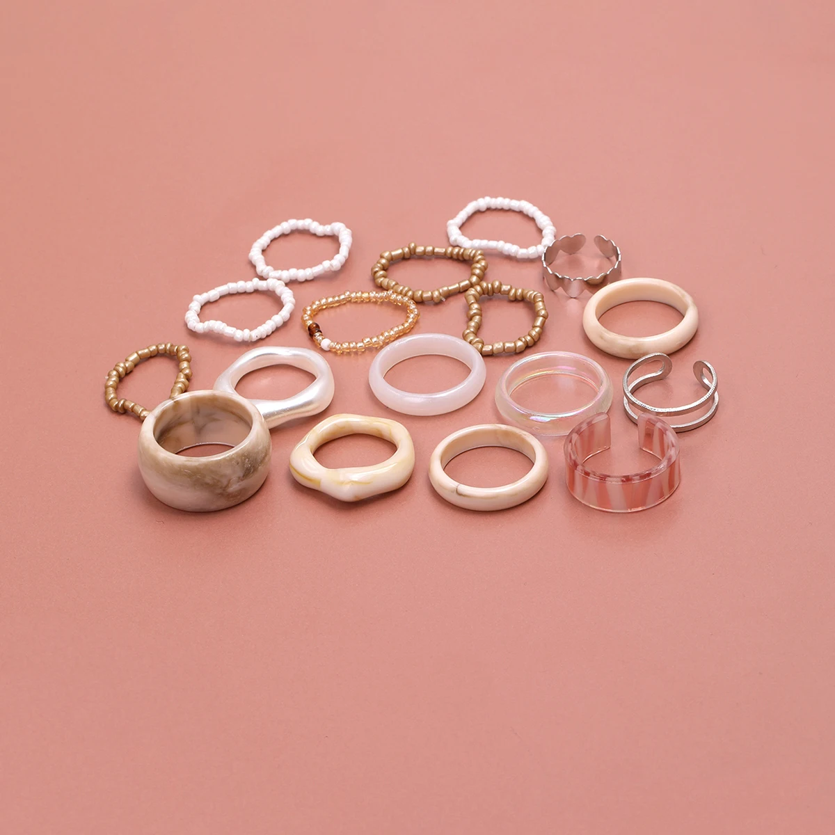 

Богемное 2021 модное женское кольцо 17/шт ручной работы из эластичного бисера акрилового сплава кольцо Набор подарочных украшений