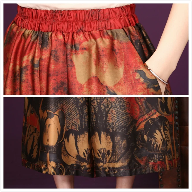 

2020 Women Casual Two Piece Set Summer 3/4 Sleeve Floral Print Dress And Loose Elastic Waist Wide Leg Pants Plus Size 6XL