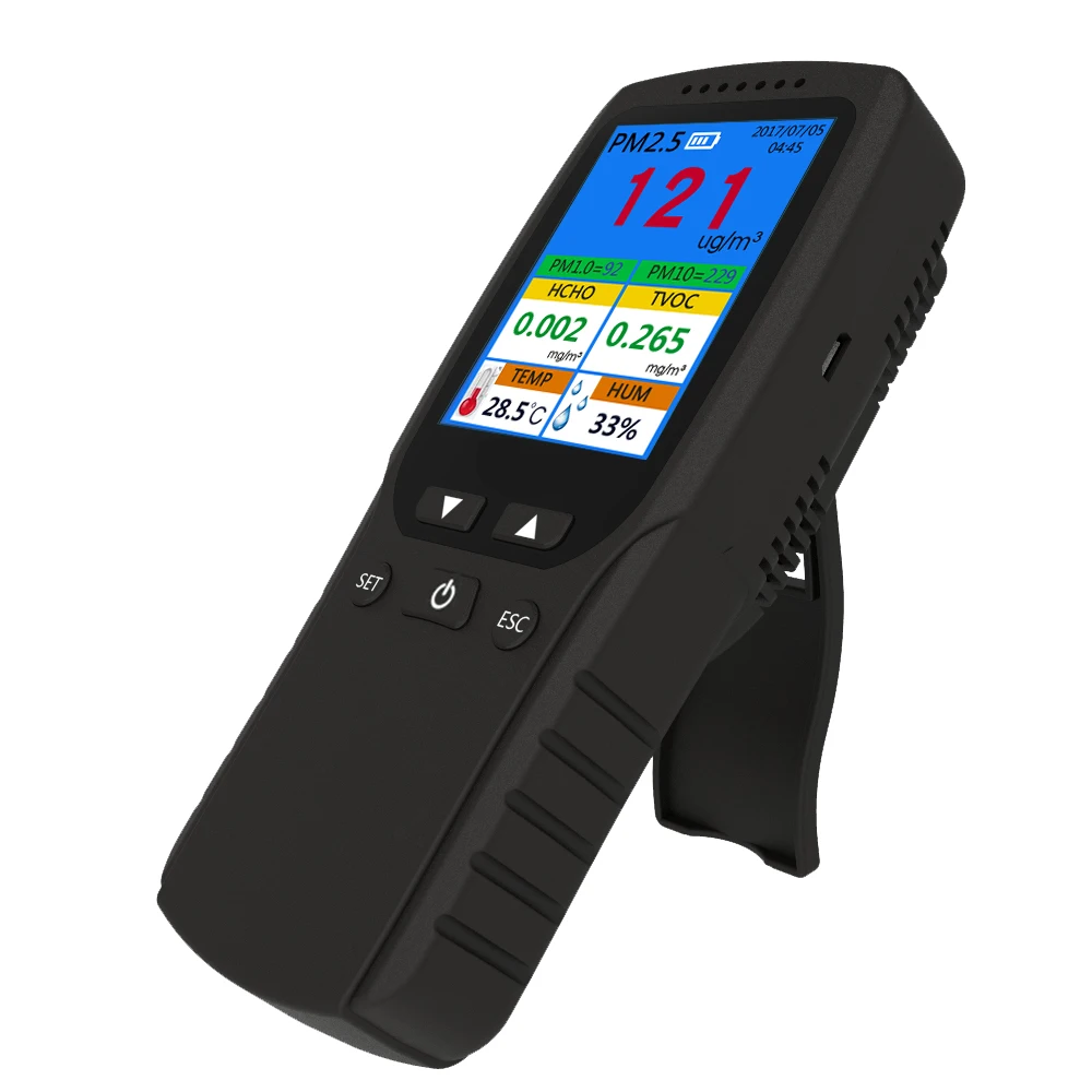 Ручной монитор качества воздуха PM2.5 + PM1.0 PM10 формальдегид (HCHO)+ детектор TVOC