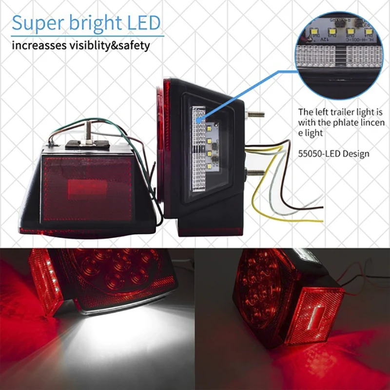 1Pc 12LED прицеп под 80 &quotзадний тормоз лодка крепление погружной квадратный фонарь |