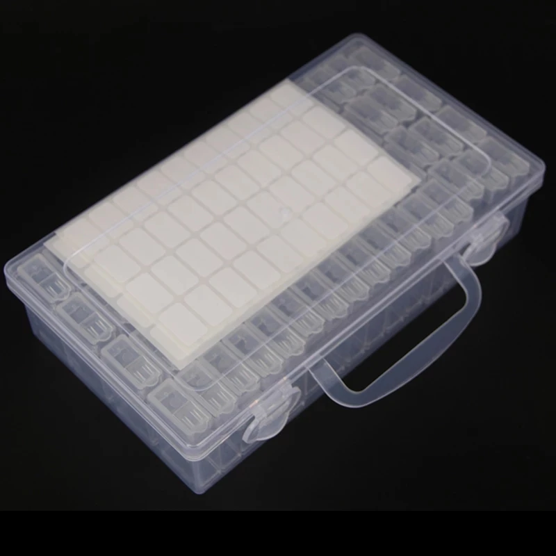 Caja de almacenamiento de pl&aacute;stico PP para el hogar, organizador de accesorios de pintura de diamante desmontable, 64 cajas-3