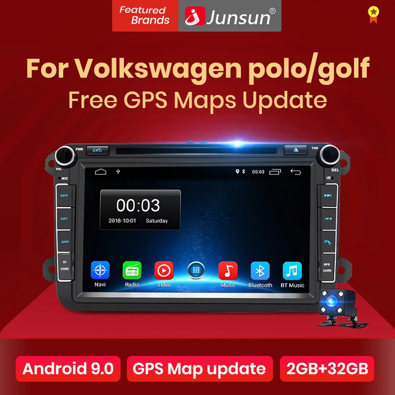 Автомагнитола Junsun 2 din мультимедийный dvd плеер для VW Volkswagen Golf Passat leon Tiguan Polo Octavia Skoda