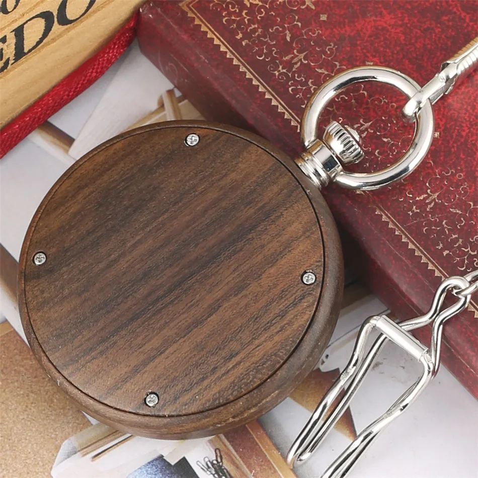

Creative Wooden Flying Eagle Display Quartz Wood Pocket Watch Fob Chain Pendant Clock Retro Pendant Watch Gifts Men Women