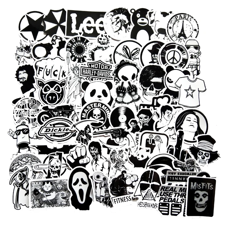 60 шт. черные и белые граффити водонепроницаемые автомобильные наклейки для