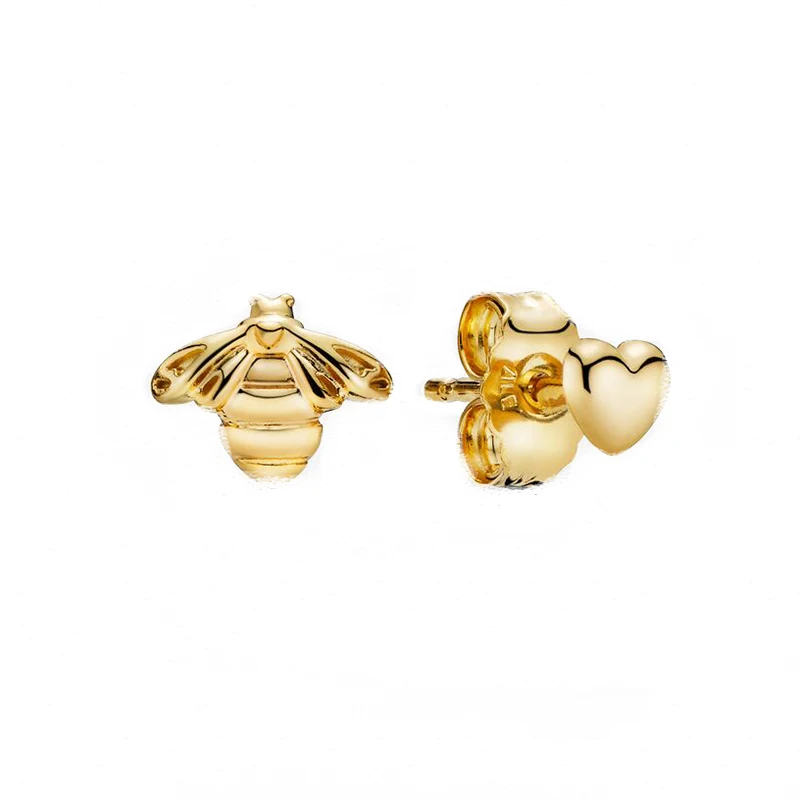 

Bee & Heart Stud Earrings 100% 925 Sterling Silver Bee & Heart Stud Earrings For Fashion Women Jewelry Gift