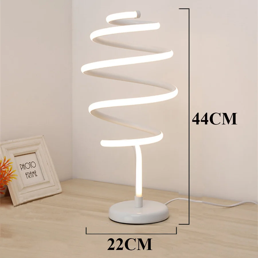 

Creative Art Spiral LED Table Lamp Bedroom Bedside Table Lamps Cafe Shop Hotel Table Night Light Nordic Villa Desk Reading Lamp