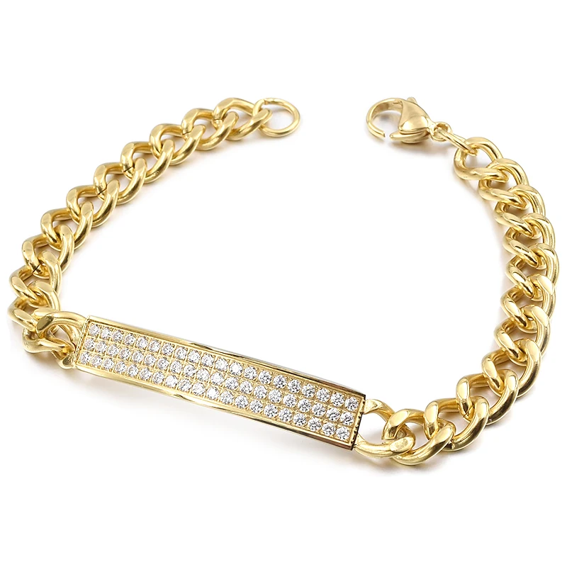 Браслеты Gokadima из нержавеющей стали женские браслеты шармы Стразы с фианитами