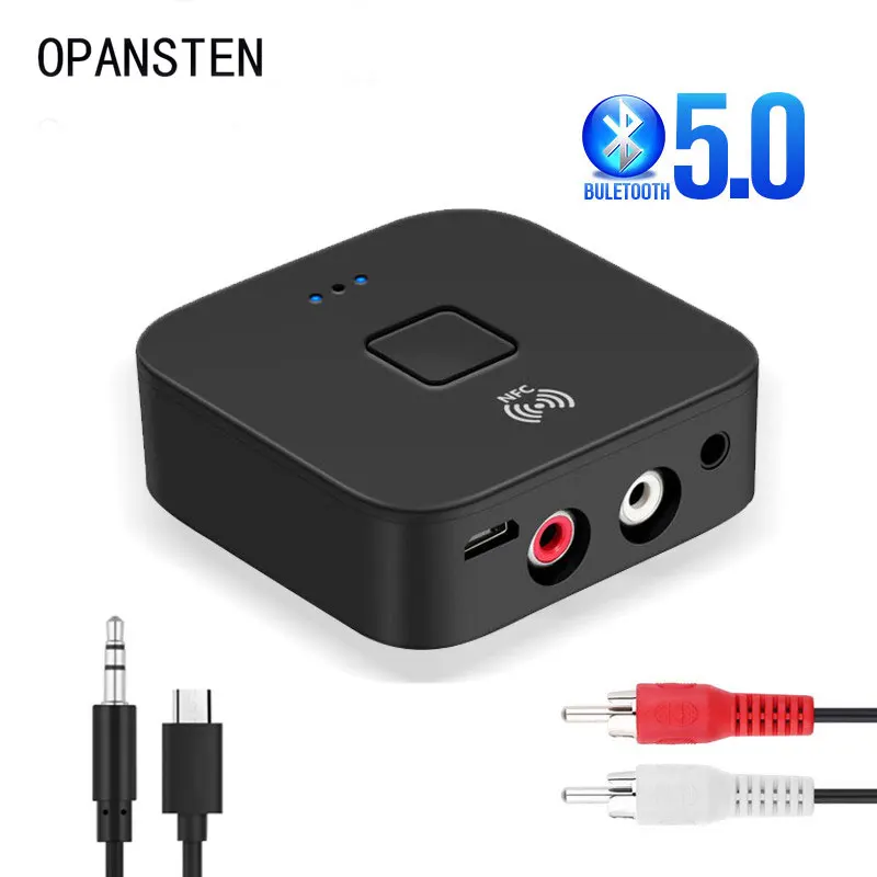 Opansten беспроводной 5,0 Bluetooth приемник NFC APTX Bluetooth адаптер 3,5 мм AUX/RCA автомобильный музыкальный аудио приемник для наушников динамик