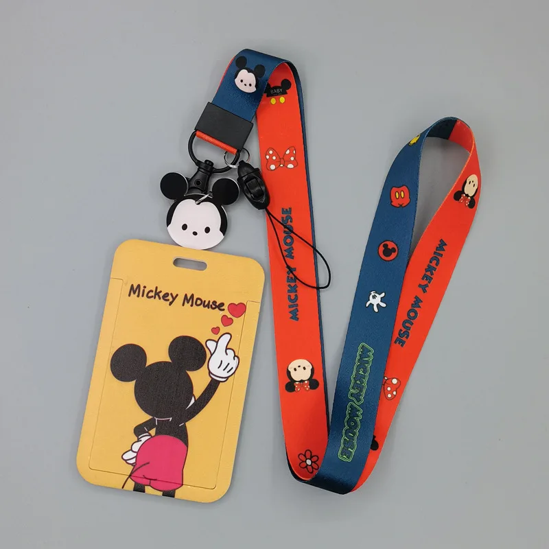 yq037 mickey mouse key lanyard keychain cartoon office id card pass gym mobile phone keyring badge holder lariat jewelry gift free global shipping