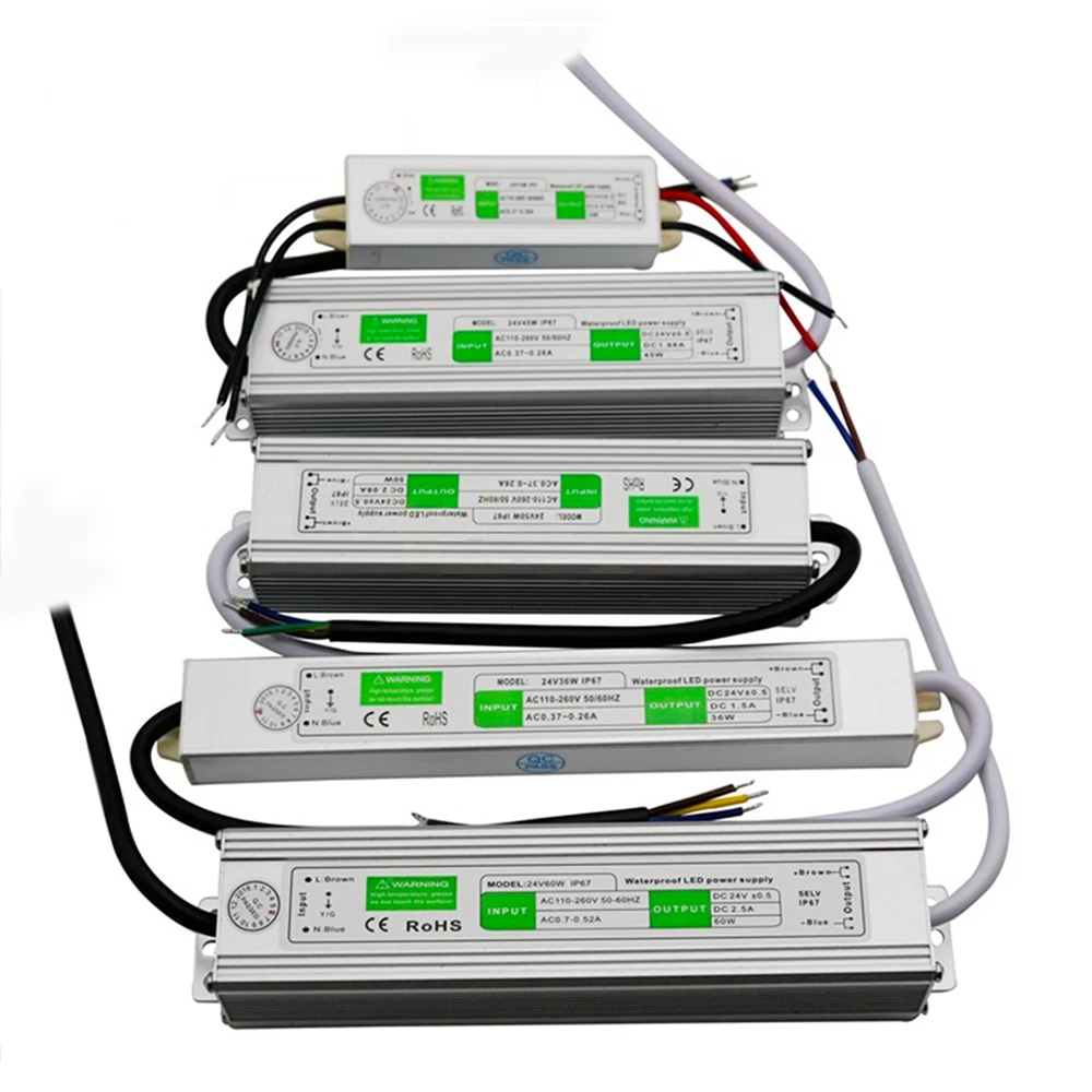 Водонепроницаемый IP67 DC 24V 10W 15W 20W 36W 45W 60W 80W 120W Электронный Драйвер уличный источник