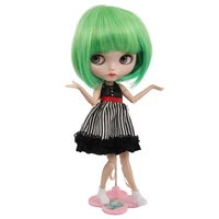 muziwig blyth doll wig short bangs straight hair heat resistant fiber bobo head wig dolls accessories for biy blythesd dolls