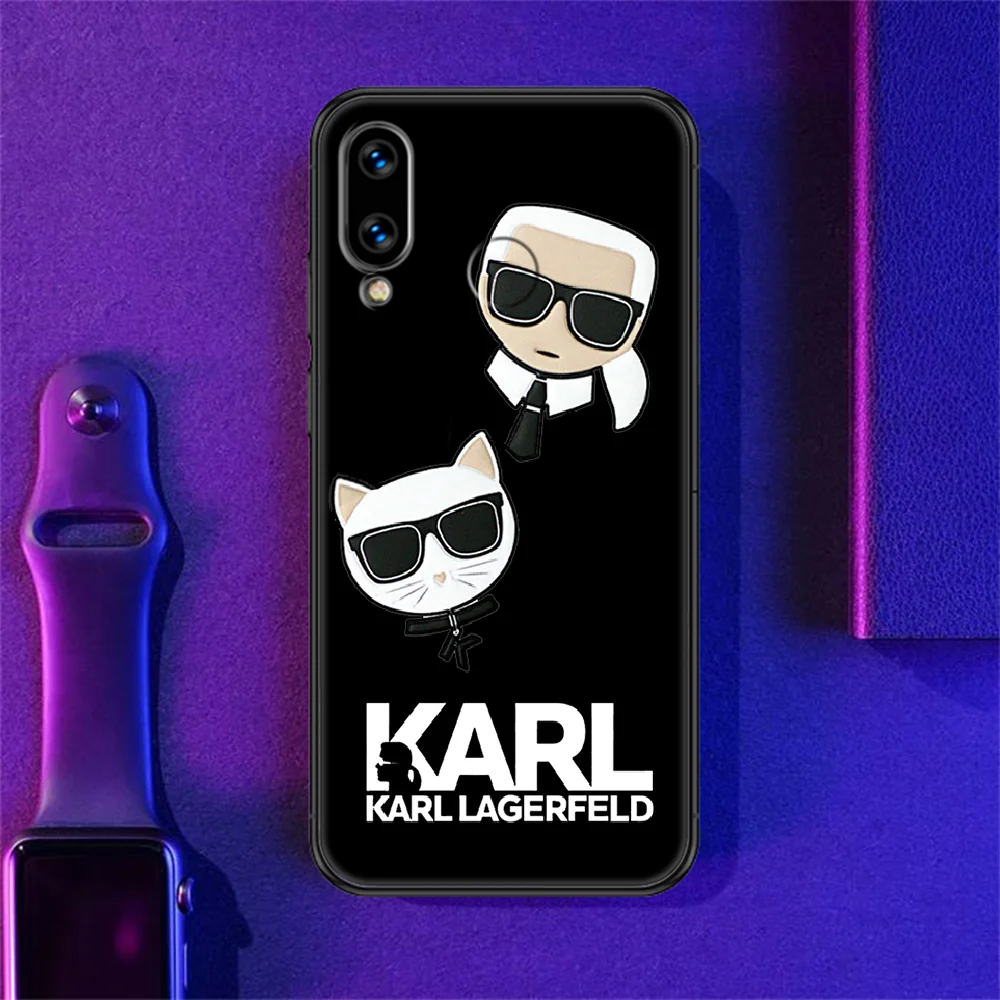 

Famouse Fashion Lagerfelds Phone case For Huawei P Mate P10 P20 P30 P40 10 20 Smart Z Pro Lite 2019 black 3D funda soft coque