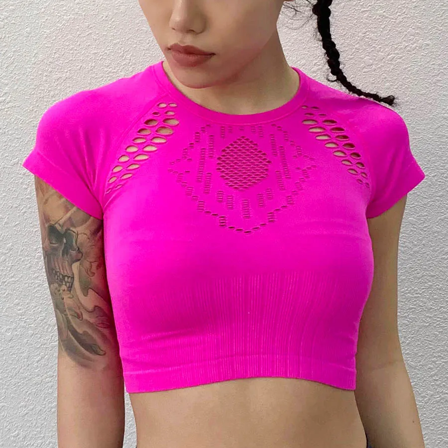 

Сексуальный спортивный укороченный топ, топ для йоги, топ для спортзала, фитнеса, спортивный топ, женская футболка, тонкая спортивная рубашк...