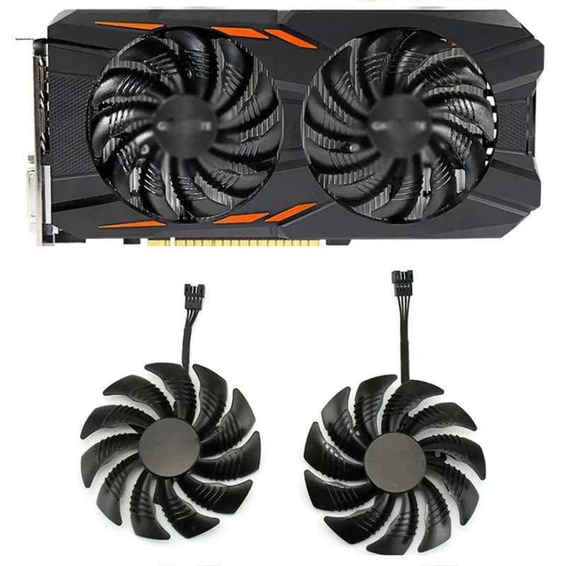 

2pcs new replacement accessory fan hot fan DIY 4pin T129215SU PLD09210S12HH for Gigabyte GTX 1050 1060 GV-RX570 580 AORUS RX 470