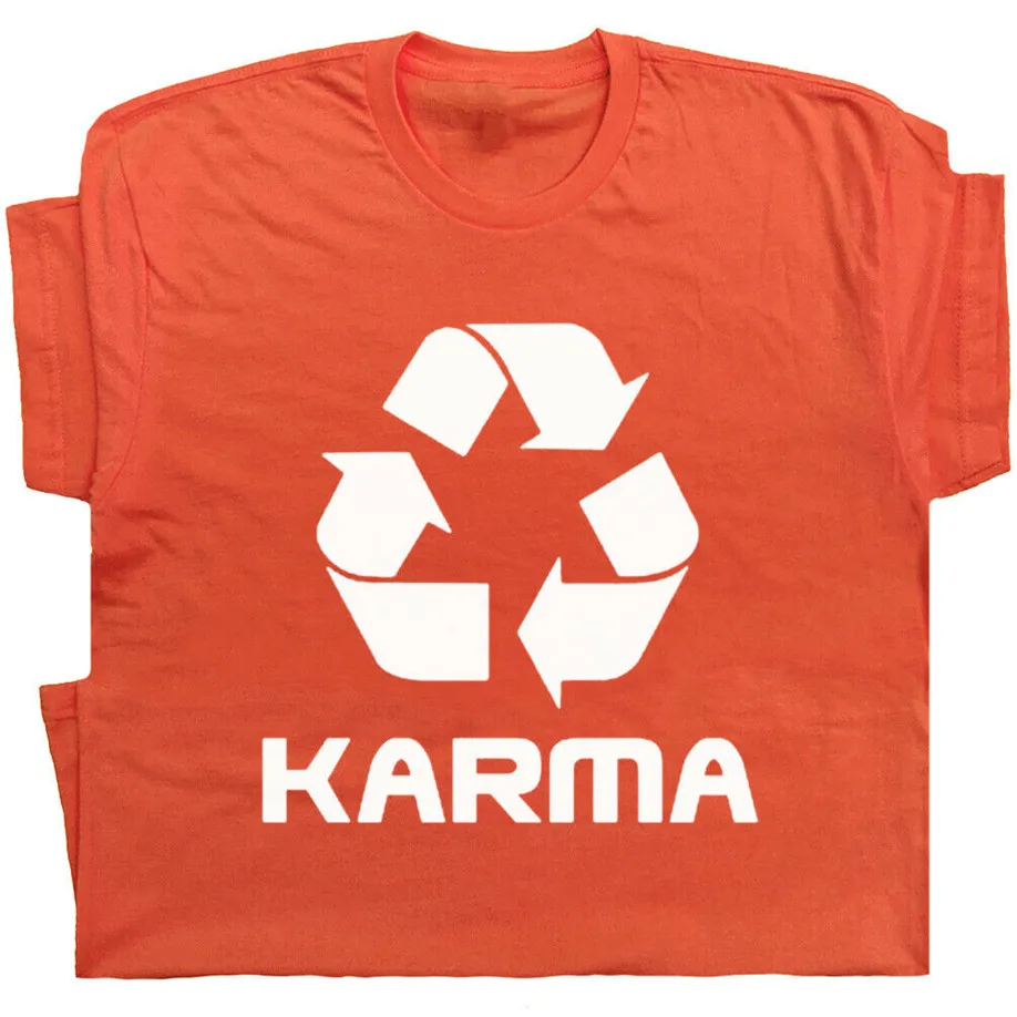 Футболка Karma Recycle Symbol забавная графическая футболка поставляется вокруг крутой