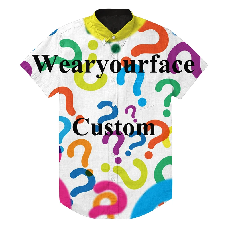 Гавайские повседневные рубашки на заказ уличный стиль хип-хоп 3d-принт короткий