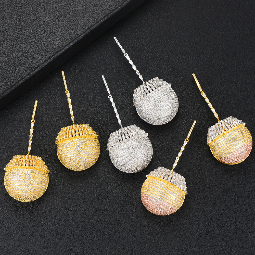 

LARRAURI New Charms Trendy Long Ball Drops Earrings Luxury Cubic Zircon Drop Ear Earrings For Women Wedding Party Accessories