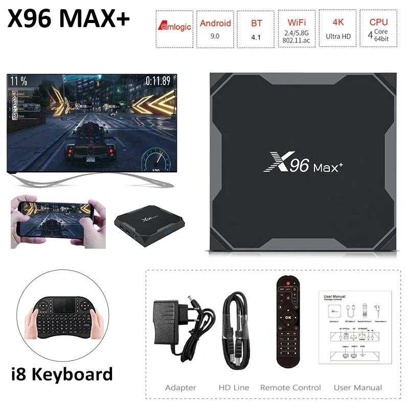 X96MAX Plus S905X3 Smart tv Box Android 9 0 4 ГБ 32 64 Гб медиаплеер 4K Netflix Youtube IP медиа X96MAX|ТВ-приставки и
