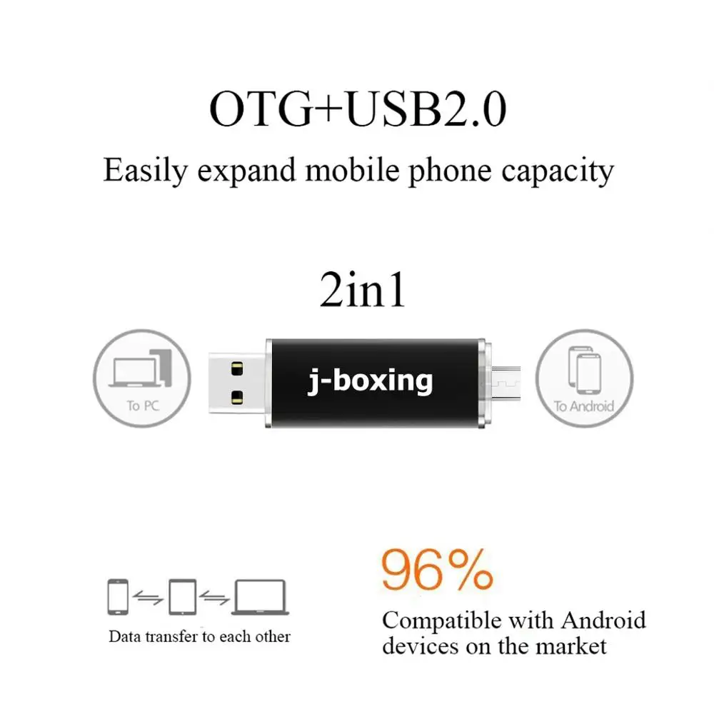 J-бокс OTG USB флеш-накопитель 16 Гб флешки двойной порт Micro USB 2,0 карта памяти черный для Android смартфон ПК Macbook планшет
