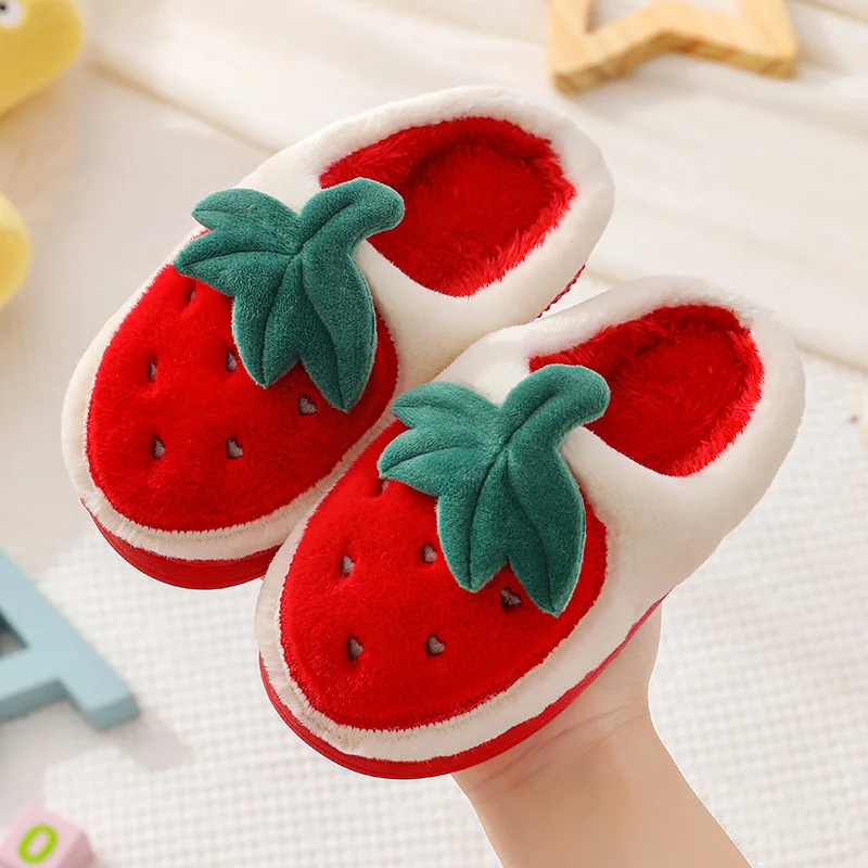 

Children's Cotton Slippers Baby Girls Winter Indoor Strawberry Plush Shoes Toddler Boys Antiskid Warm Fabric By The Yard Cartoon