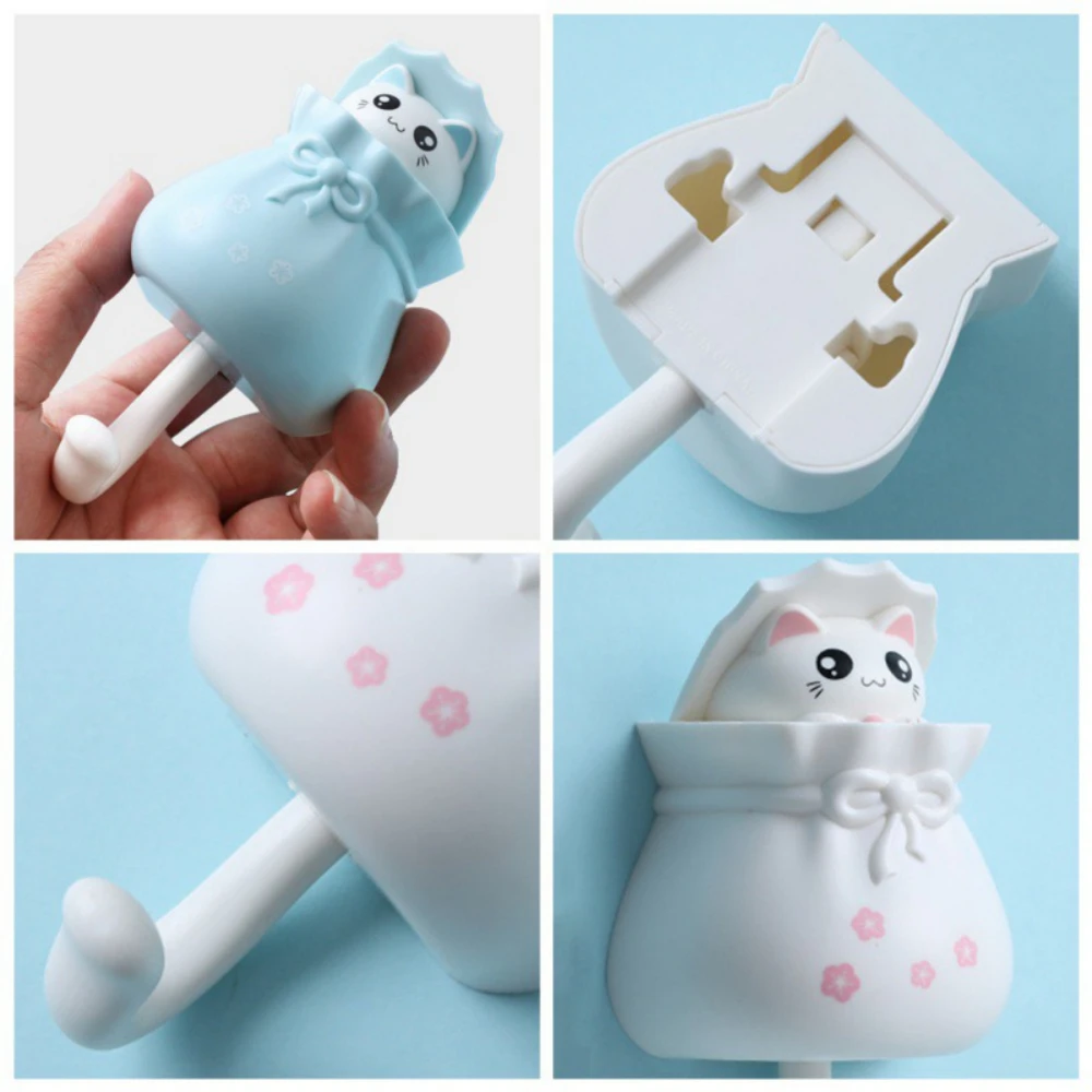 

Creative Cute Cat Wall Hanging Hook For Clothes Hat Scarf Key Cute Animals Hanger Rack Wall Decoration Free Punching Key Hanger