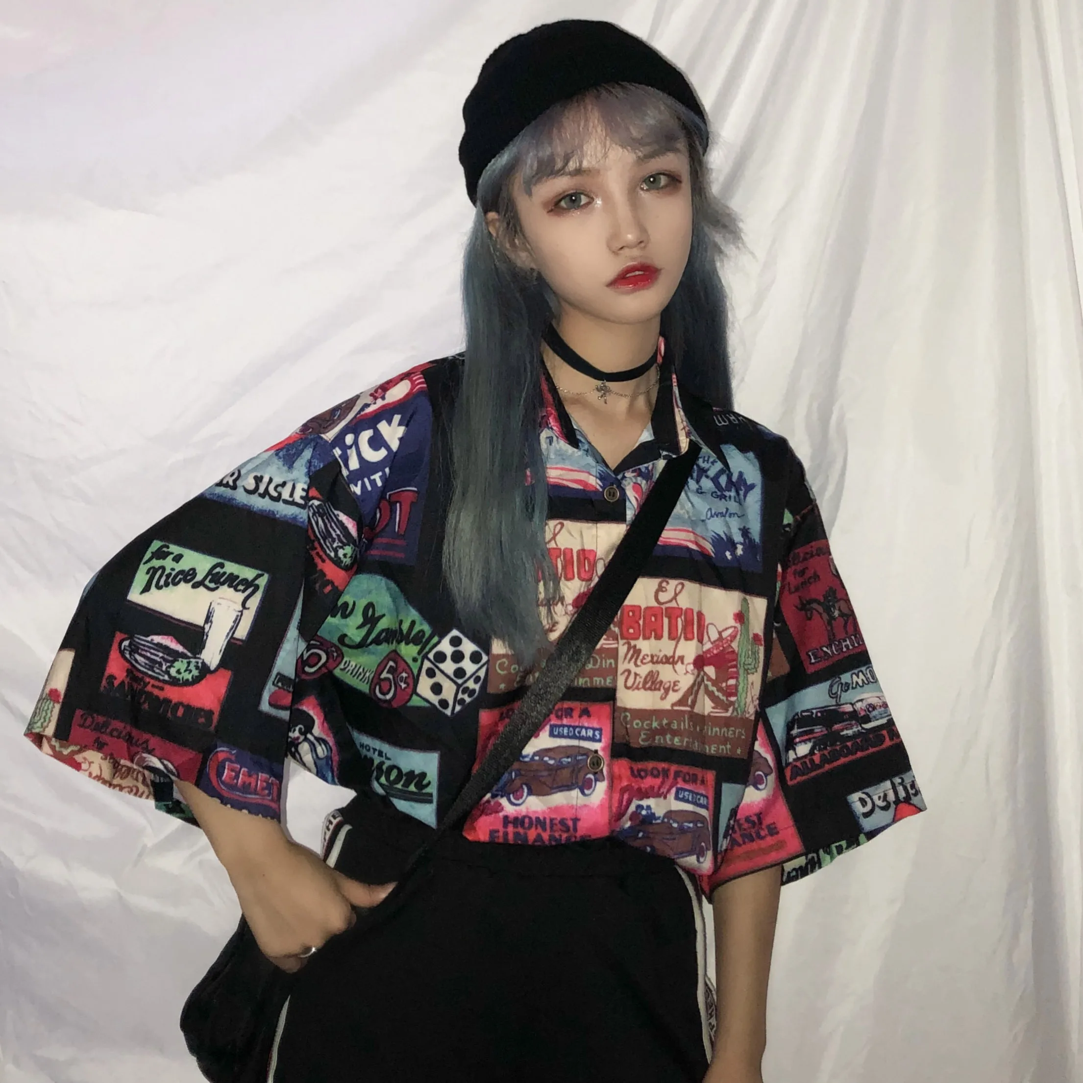 Décontracté Lâche Imprimé à manches courtes T-shirt Chemises Ulzzang Japonais Kawaii Dames Femme Coréenne Harajuku Vêtements Pour Femmes