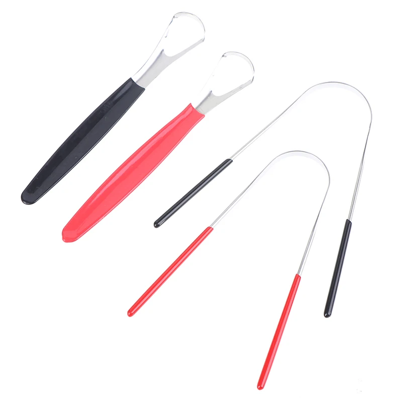 

2pcs/set Stainless Steel Oral Tongue Cleaner Brush Fresher Sweepers For Adult Oral Hygiene Care Tongue Scraper Reusable Portable