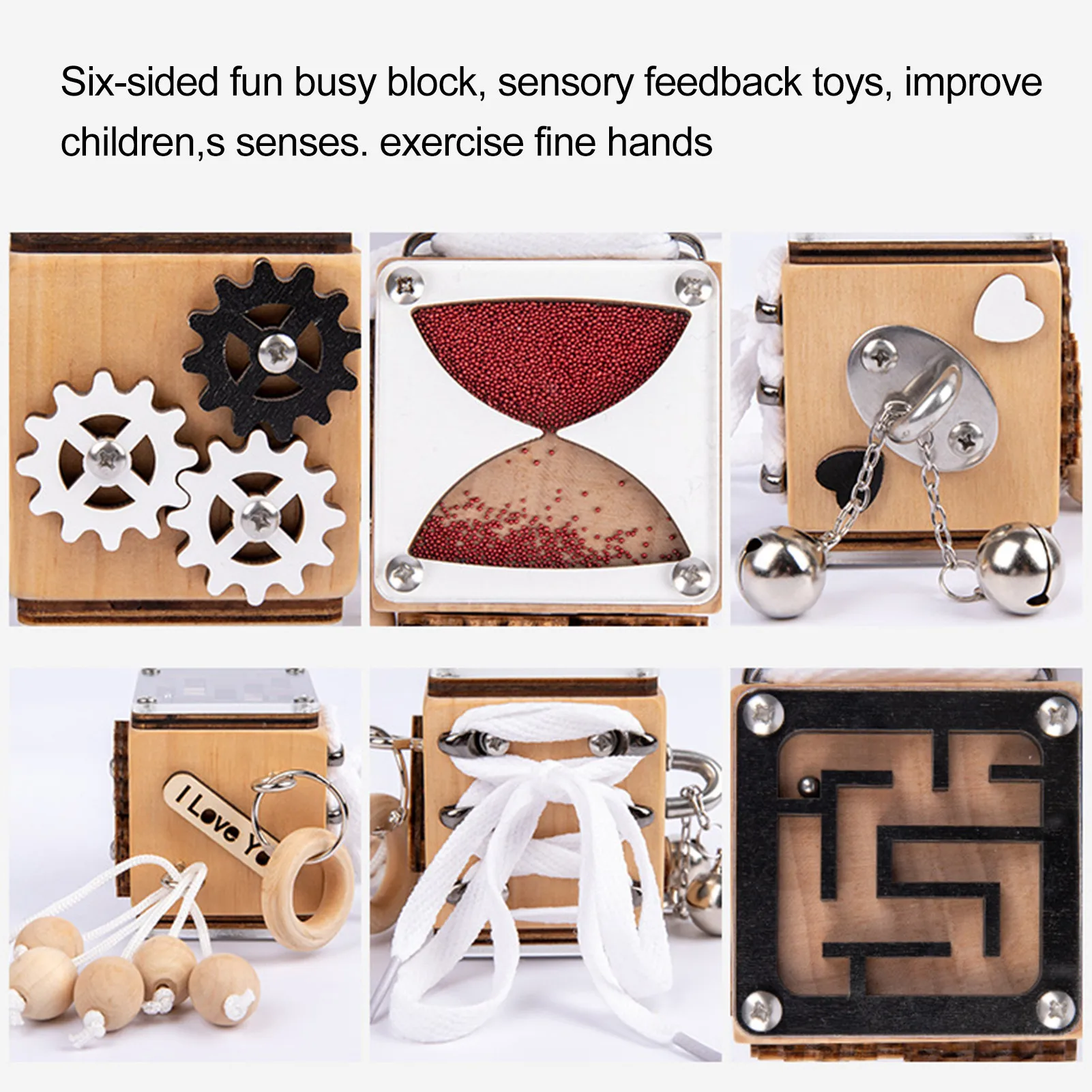 

Busy Block Toy Children Early Education Toy Wooden Busy Cube Children Hands-on Ability Training Lock Box Early Learning Toys