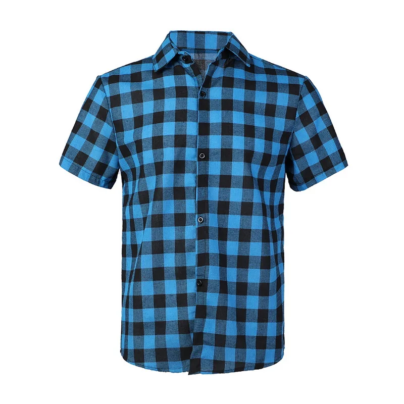 Pui men tiua мужские рубашки в клетку 2019 Летняя мода Chemise Homme клетчатые с коротким
