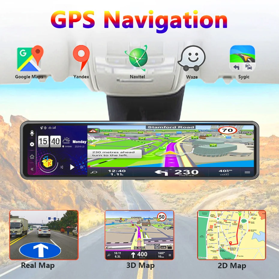 Зеркало заднего вида Автомобильный видеорегистратор 12 дюймов с Wi-Fi 4G Android 8 1 GPS ADAS -