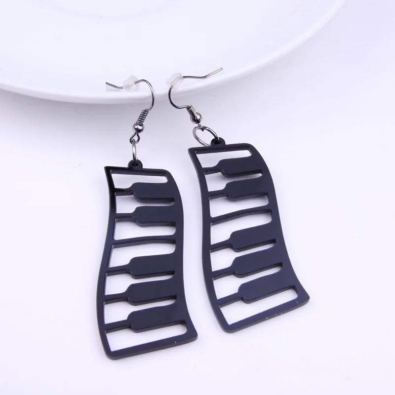 

1 Pair Black Vintage Women Fashion Drop Earrings Simple Piano Keyboard Charming Dangle Earrings New 2021