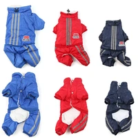 pet clothes thickened winter warm down stripe costume york dog teddy bear four leg jumpsuit small medium dogs coat puppy hoodie