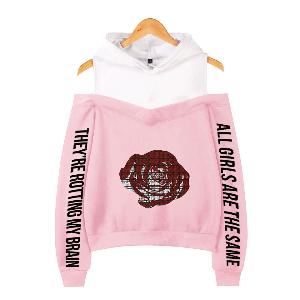 

Trendy Juice Wrld Periphery Print Sexy Casual Shoulder Hoodie Woman
