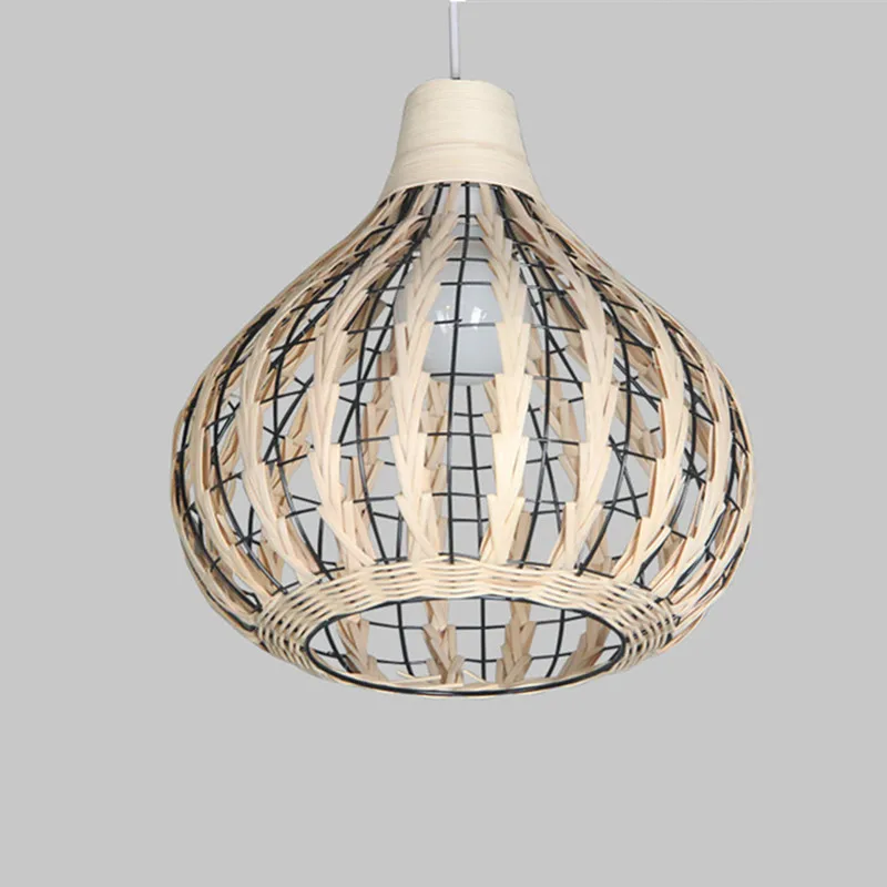 

Birdcage Rattan Lampshade Hand Knitted Wicker Pendant Lamp Vintage Retro Coffee Shop Restaurant Bar Not Contain Bulbs