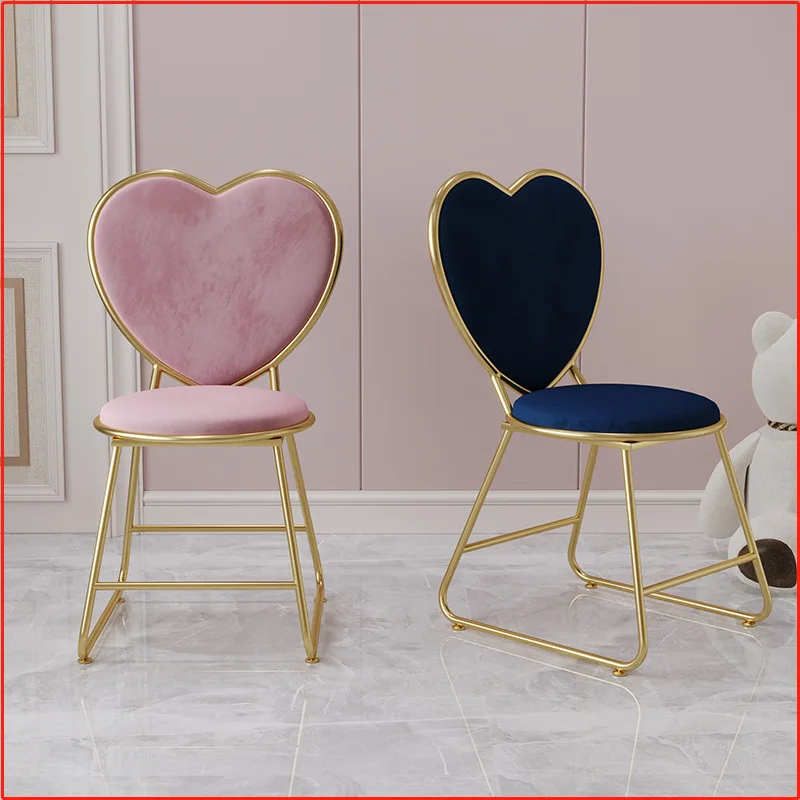 

Heart-shaped Vanity Chair Nordic Dining Chair Light Luxury Saddle Chair with Backrest Furniture Dining Chairs Nail Makeup Chair