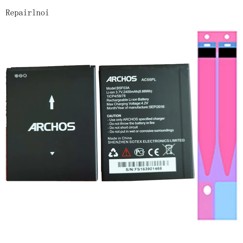

Original Cell Mobile Phone 3.7V 2400mAh Battery For Archos 55 Platinum AC55PL BSF03A Batteries Phone Smart Replacement