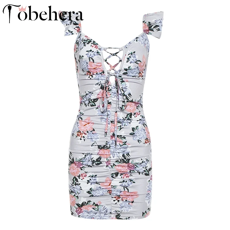 Glamaker женское платье на шнуровке с цветочным принтом сексуальный короткий