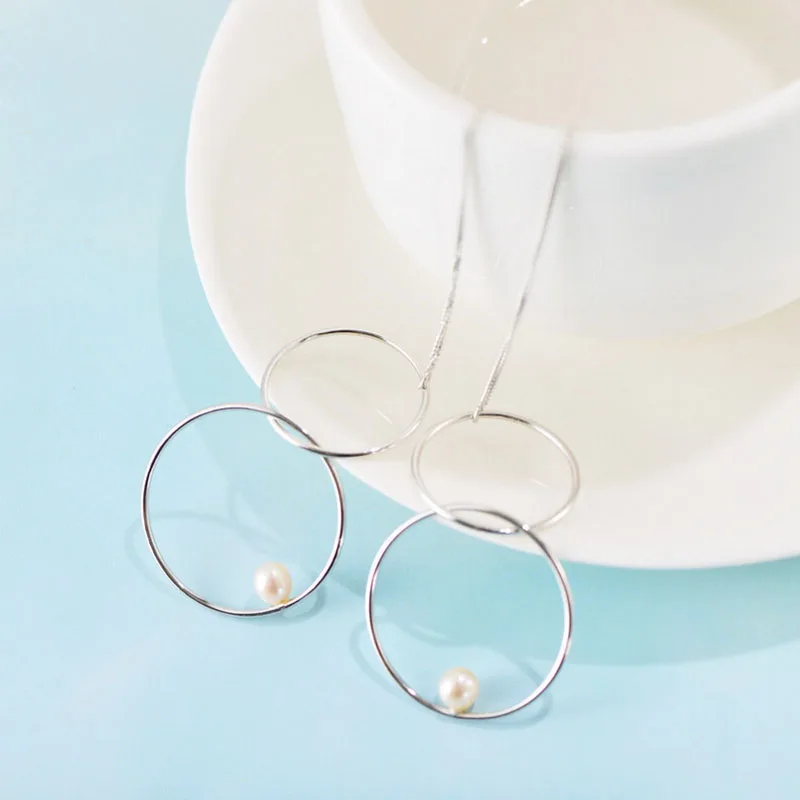 

Серьги MeibaPJ из настоящего серебра S925 пробы, простые большие круглые серьги-кисточки, жемчужные серьги, изысканный вечерние ринки, ювелирные ...