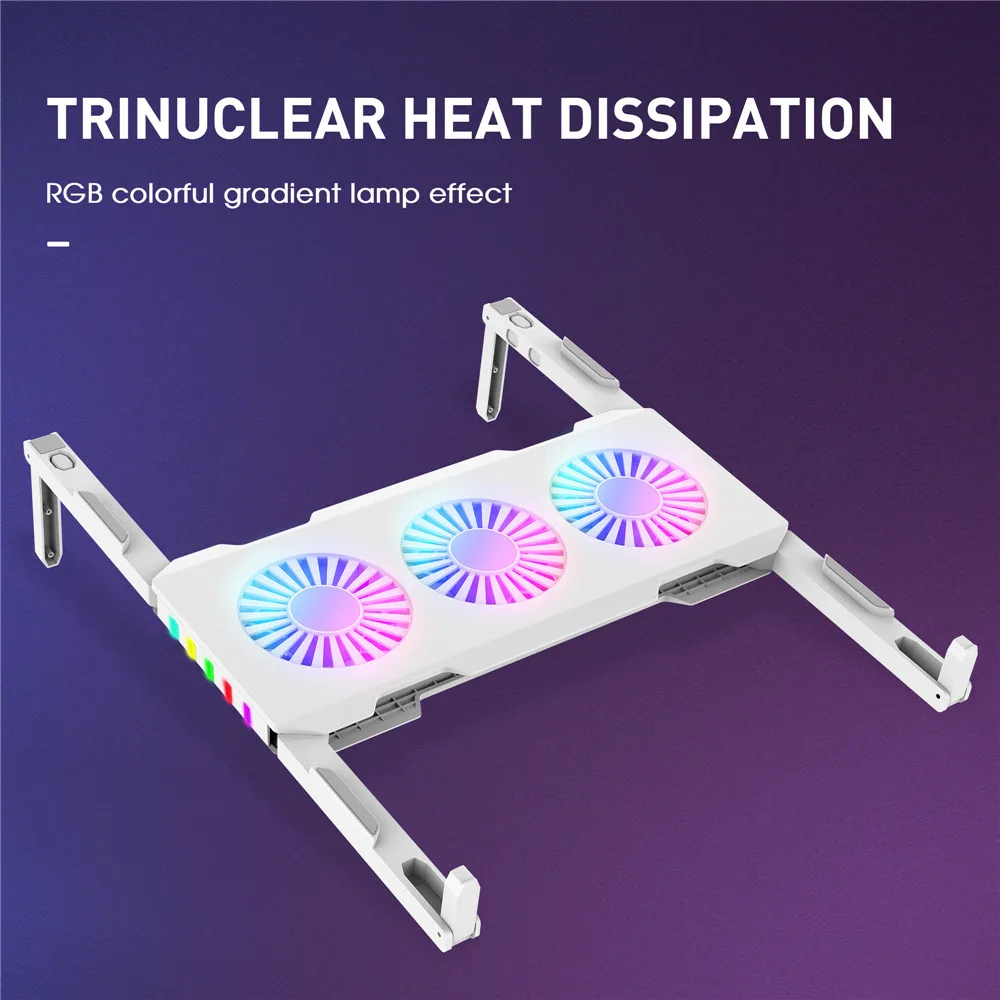 

RGB Gaming Laptop Cooler Laptop Cooling Pads Notebook Stand For 12-17 Inch Laptop Foldable Tablet Stand With 3 Cooling Fans