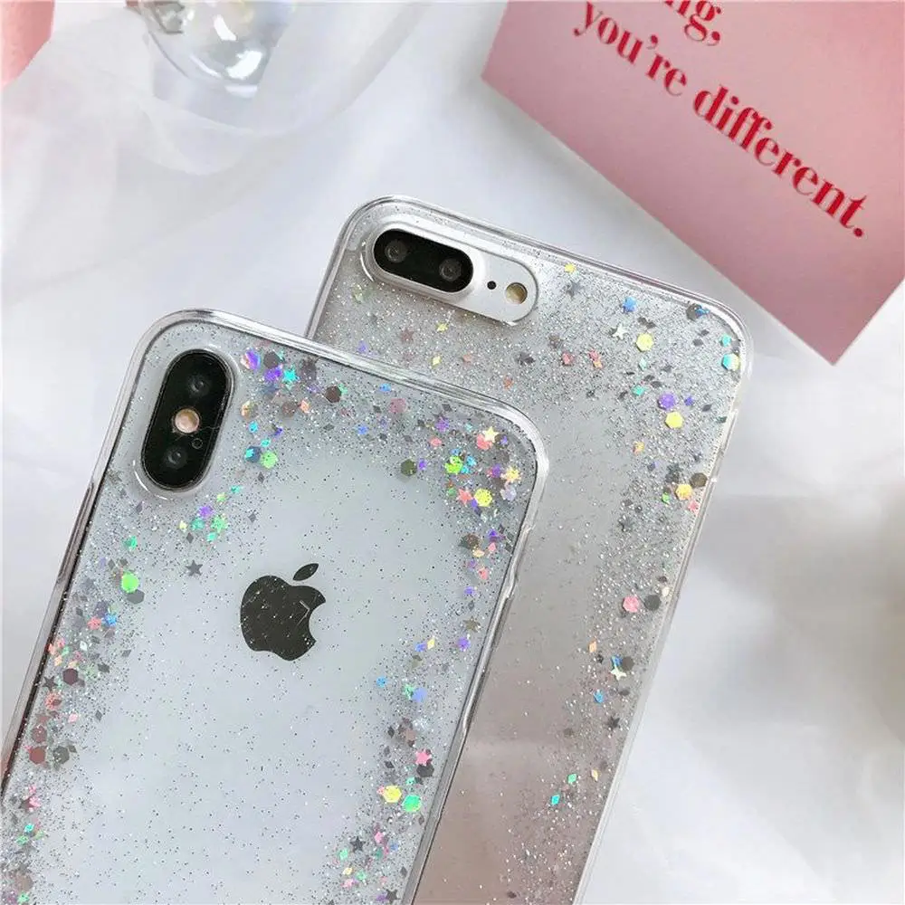 L-FADNUT Transparent Glitter Phone Case For HUAWEI Mate 20 Nova4e Stylish Clear Slim Bumper P20 30 Lite Pro TPU Cover |